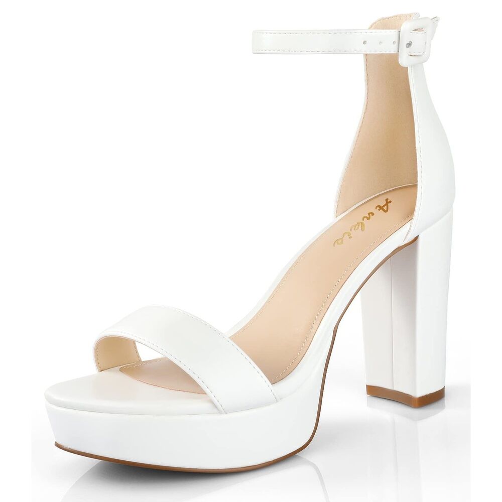 Platform Heels 4 Inch Chunky heels Sandals Open Toe Block Heel (Size 7)